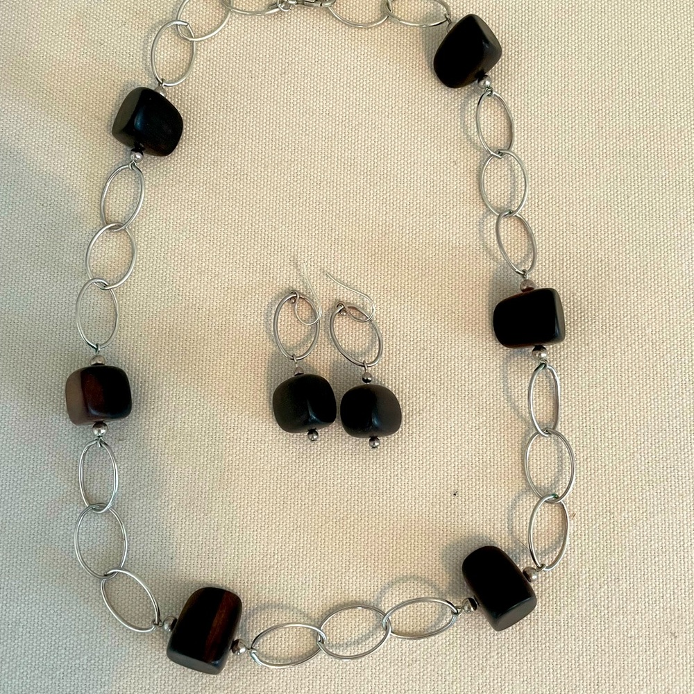 Silpada Ebony Wood Beaded Necklace Set